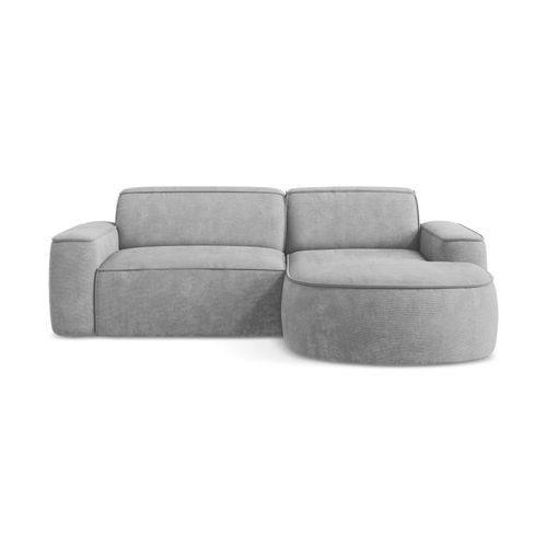 Canapé D'angle 2,5 Places Modulaire Droit Omao En Tissu Chenille Gris Clair