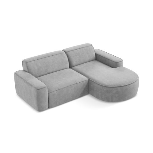 Canapé D'angle 2,5 Places Modulaire Droit Omao En Tissu Chenille Gris Clair