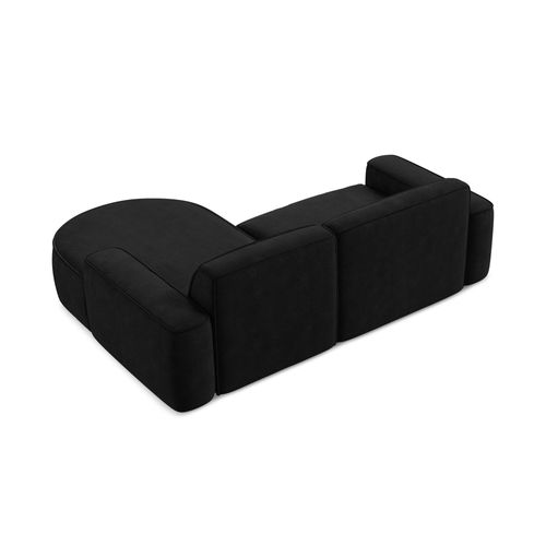 Canapé D'angle 2,5 Places Modulaire Droit Omao En Tissu Chenille Noir