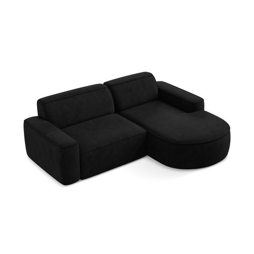 Canapé D'angle 2,5 Places Modulaire Droit Omao En Tissu Chenille Noir