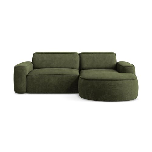 Canapé D'angle 2,5 Places Modulaire Droit Omao En Tissu Chenille Olive