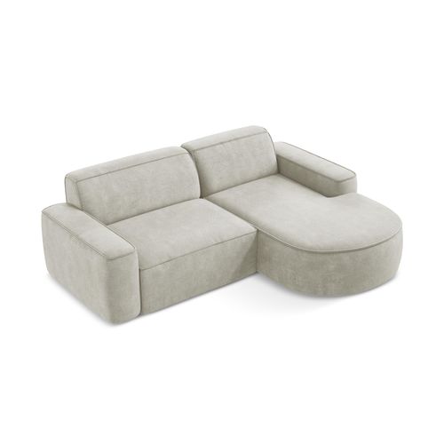 Canapé D'angle 2,5 Places Modulaire Droit Omao En Tissu Chenille Perle