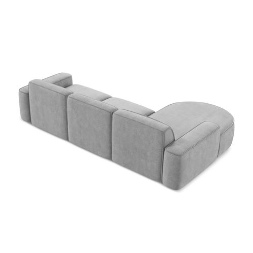 Canapé D'angle 3 Places Modulaire Gauche Omao En Tissu Chenille Gris Clair