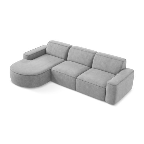 Canapé D'angle 3 Places Modulaire Gauche Omao En Tissu Chenille Gris Clair