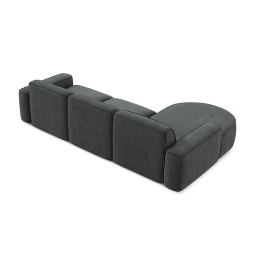 Canapé D'angle 3 Places Modulaire Gauche Omao En Tissu Chenille Gris Foncé