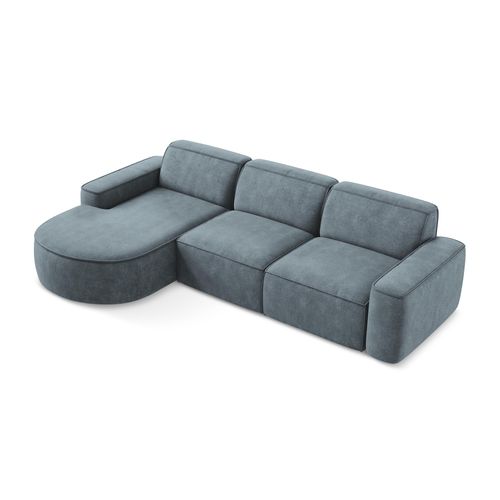 Canapé D'angle 3 Places Modulaire Gauche Omao En Tissu Chenille Jeans