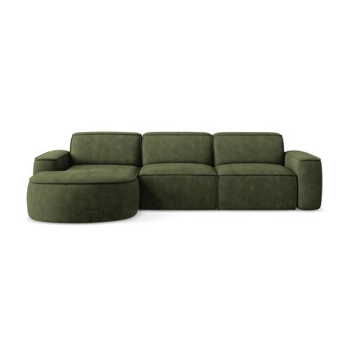 Canapé D'angle 3 Places Modulaire Gauche Omao En Tissu Chenille Olive