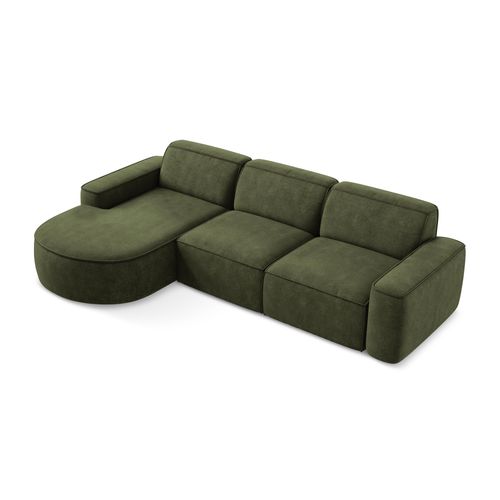 Canapé D'angle 3 Places Modulaire Gauche Omao En Tissu Chenille Olive