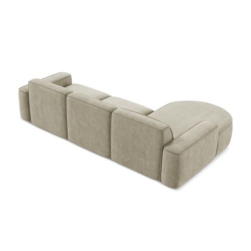 Canapé D'angle 3 Places Modulaire Gauche Omao En Tissu Chenille Beige