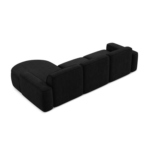 Canapé D'angle 3 Places Modulaire Droit Omao En Tissu Chenille Noir