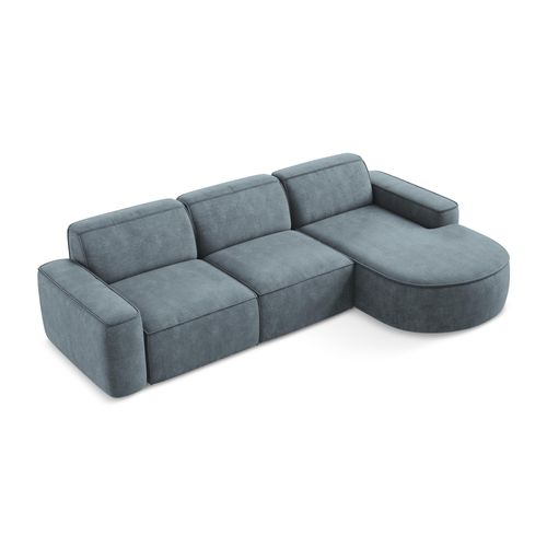 Canapé D'angle 3 Places Modulaire Droit Omao En Tissu Chenille Jeans