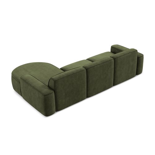 Canapé D'angle 3 Places Modulaire Droit Omao En Tissu Chenille Olive