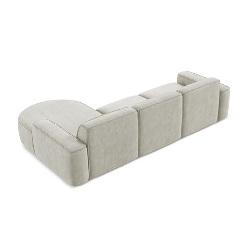 Canapé D'angle 3 Places Modulaire Droit Omao En Tissu Chenille Perle