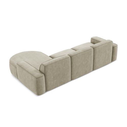 Canapé D'angle 3 Places Modulaire Droit Omao En Tissu Chenille Beige