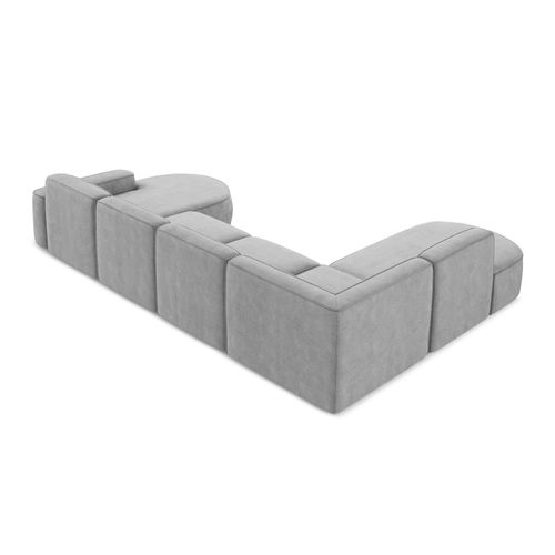 Canapé Panoramique 5 Places Modulaire Droit Omao En Tissu Chenille Gris Clair