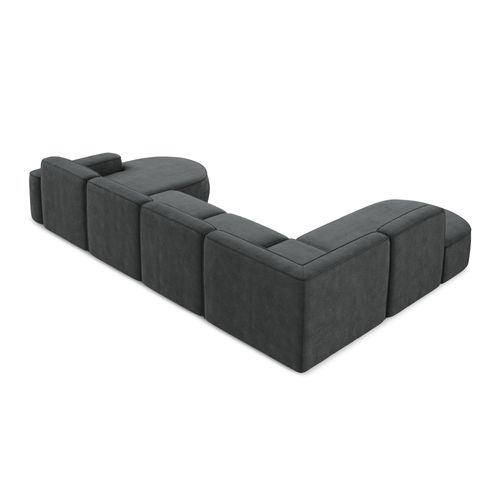 Canapé Panoramique 5 Places Modulaire Droit Omao En Tissu Chenille Gris Foncé