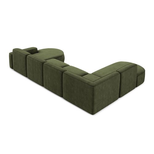 Canapé Panoramique 5 Places Modulaire Droit Omao En Tissu Chenille Olive