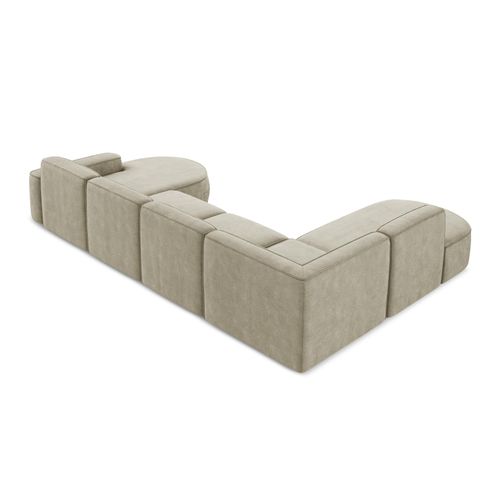 Canapé Panoramique 5 Places Modulaire Droit Omao En Tissu Chenille Beige
