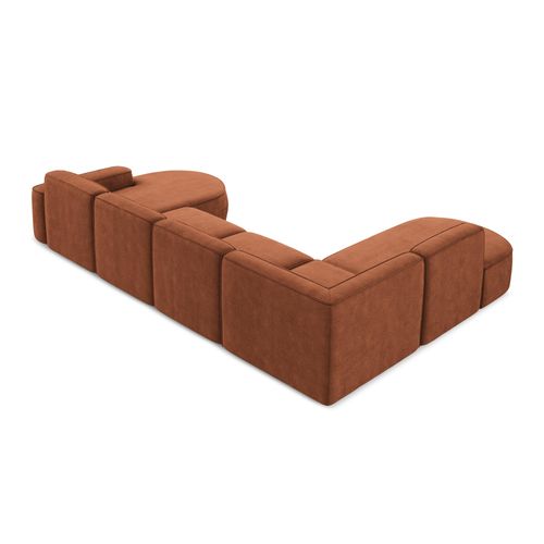 Canapé Panoramique 5 Places Modulaire Droit Omao En Tissu Chenille Terre Cuite