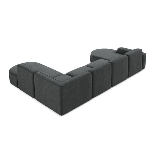 Canapé Panoramique 5 Places Modulaire Gauche Omao En Tissu Chenille Gris Foncé