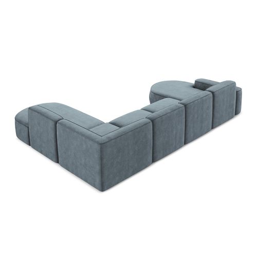 Canapé Panoramique 5 Places Modulaire Gauche Omao En Tissu Chenille Jeans