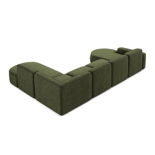 Canapé Panoramique 5 Places Modulaire Gauche Omao En Tissu Chenille Olive