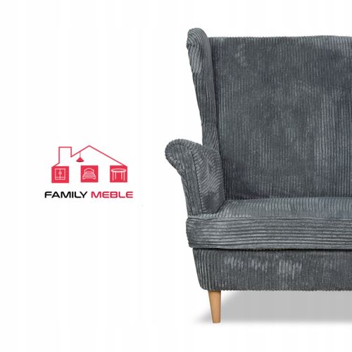 Canapé Scandinave Bonito à Oreilles En Velours Côtelé Rayé, Gris