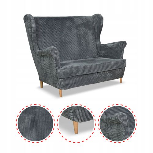 Canapé Scandinave Bonito à Oreilles En Velours Côtelé Rayé, Gris