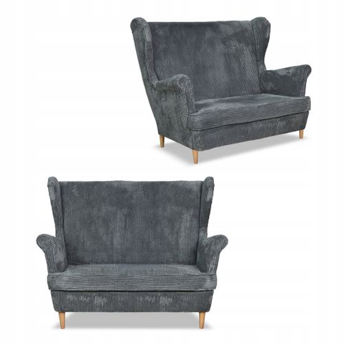 Canapé Scandinave Bonito à Oreilles En Velours Côtelé Rayé, Gris