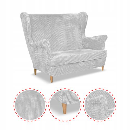 Canapé Bonito à Oreilles, Style Scandinave, En Velours Côtelé Rayé, Gris