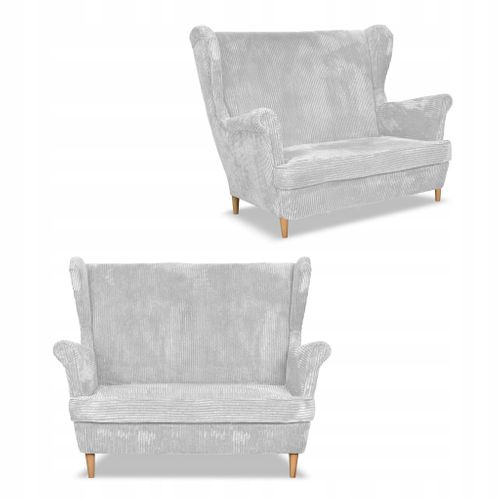 Canapé Bonito à Oreilles, Style Scandinave, En Velours Côtelé Rayé, Gris