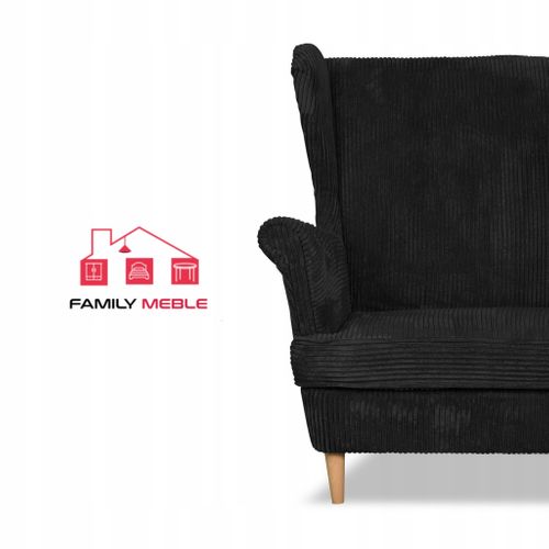 Canapé à Oreilles Bonito, Style Scandinave, En Velours Côtelé à Rayures Noires