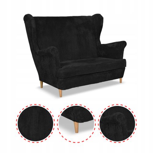 Canapé à Oreilles Bonito, Style Scandinave, En Velours Côtelé à Rayures Noires