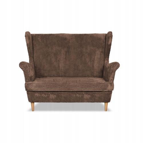 Canapé à Oreilles Bonito (uszak) — Style Scandinave, Velours Côtelé Marron Rayé