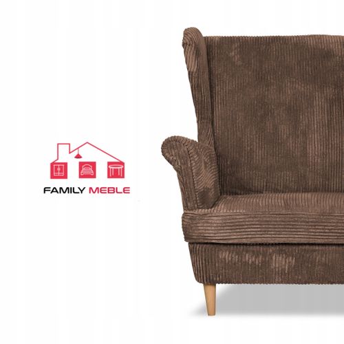 Canapé à Oreilles Bonito (uszak) — Style Scandinave, Velours Côtelé Marron Rayé