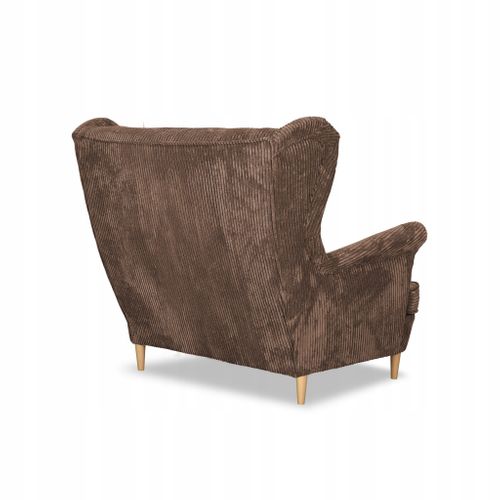 Canapé à Oreilles Bonito (uszak) — Style Scandinave, Velours Côtelé Marron Rayé