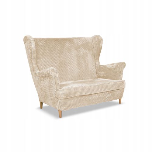 Canapé Scandinave Bonito à Oreilles En Velours Côtelé Beige à Rayures