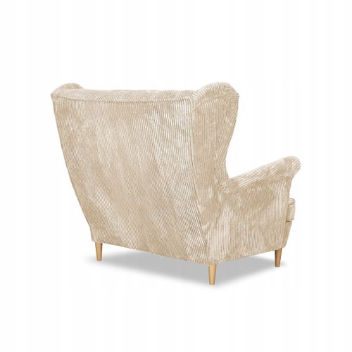 Canapé Scandinave Bonito à Oreilles En Velours Côtelé Beige à Rayures