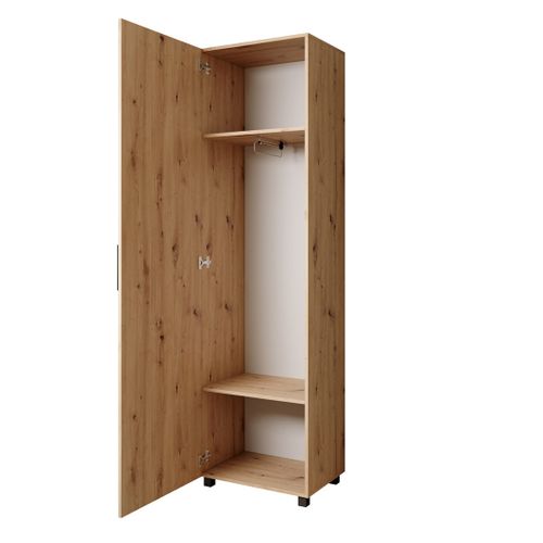 Armoire Livia Avec Porte Et Miroir Et Lattes, Chêne Artisan