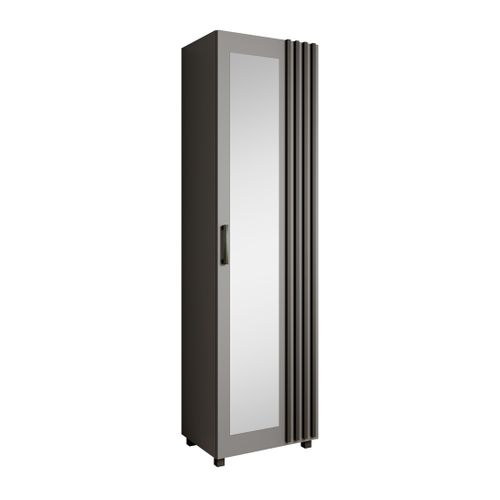 Armoire Livia Avec Porte Et Miroir Et Lattes, Graphit