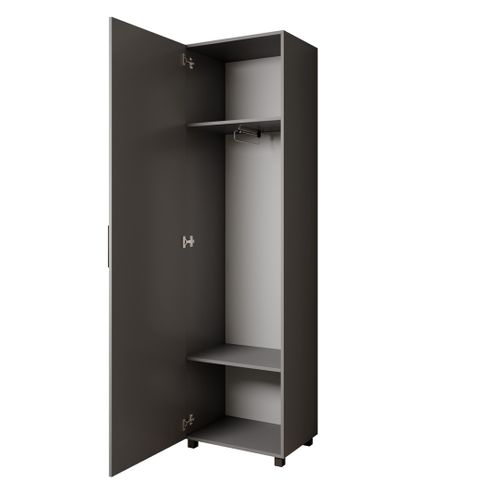 Armoire Livia Avec Porte Et Miroir Et Lattes, Graphit