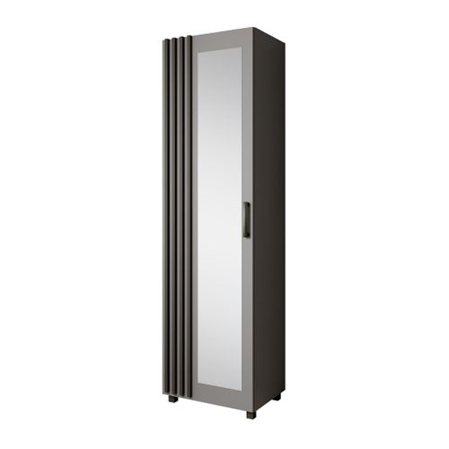 Armoire Livia Avec Porte Et Miroir Et Lattes, Graphit