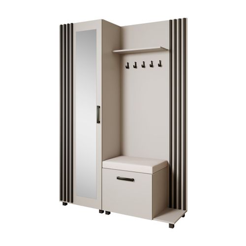 Livia Set De Vestiaire Avec Cintres Et Miroir 207 Cm, Cachemire + Noir, Côté Droite
