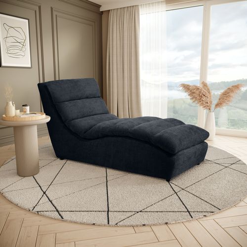 Méridienne San Remo En Tissu Chenille, Noir