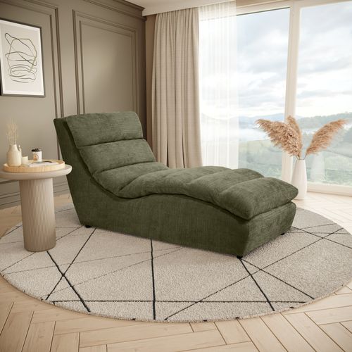 Méridienne San Remo En Tissu Chenille, Vert Foncé