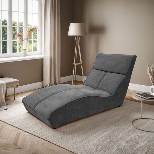 Méridienne San Diego En Velours, Gris Foncé