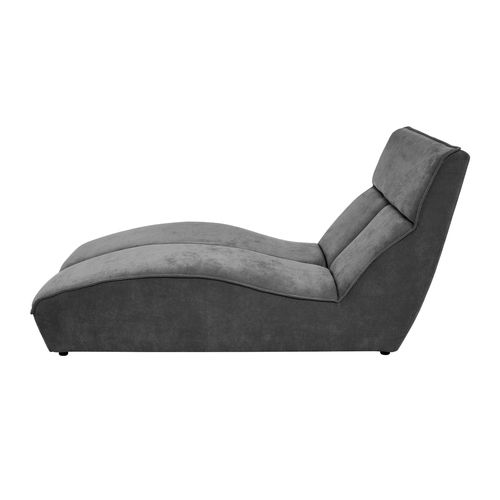 Méridienne San Diego En Velours, Gris Foncé