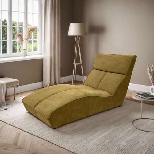 Méridienne San Diego En Velours, Jaune