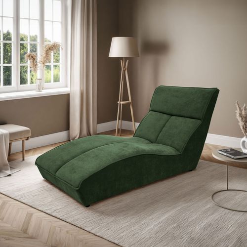 Méridienne San Diego En Velours, Vert Foncé