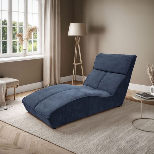 Méridienne San Diego En Velours, Bleu Foncé